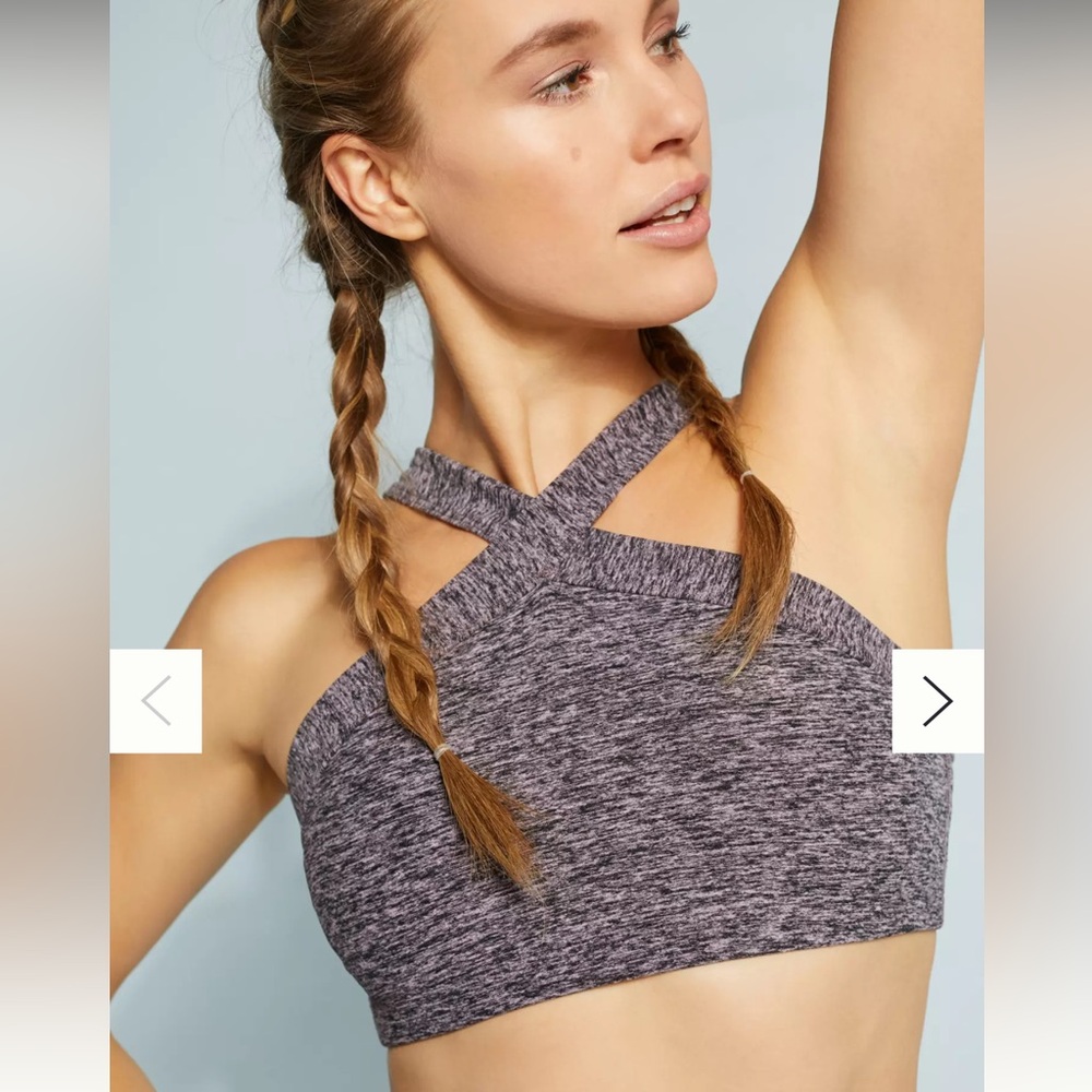 Beyond Yoga Heathered Spacedye black and pink cross cross sports bra Size medium